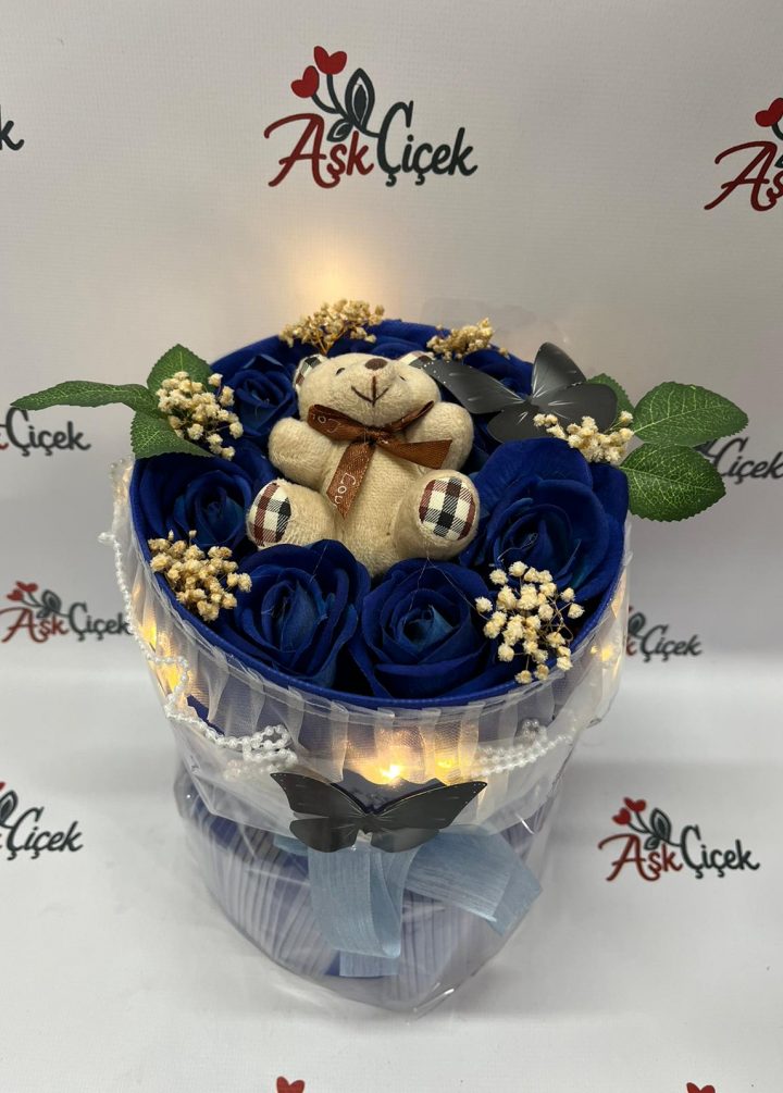 Mavi Işıklı Yapay Gül